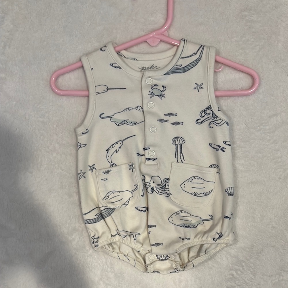 Baby Pehr Sleeveless Romper with Sea Creature Print